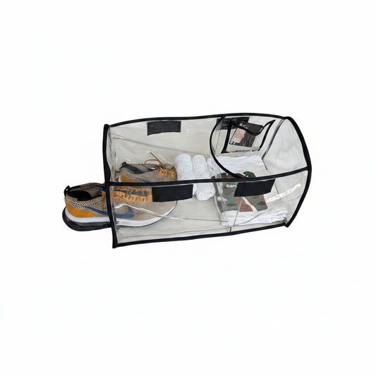 The YOUNfit Original Duffel open, showing the removable wet/dry partition keeping gym kit separate from clean clothes
